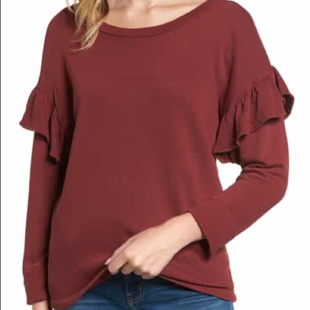 Maroon Ruffle Sweater - Picture 3 of 3